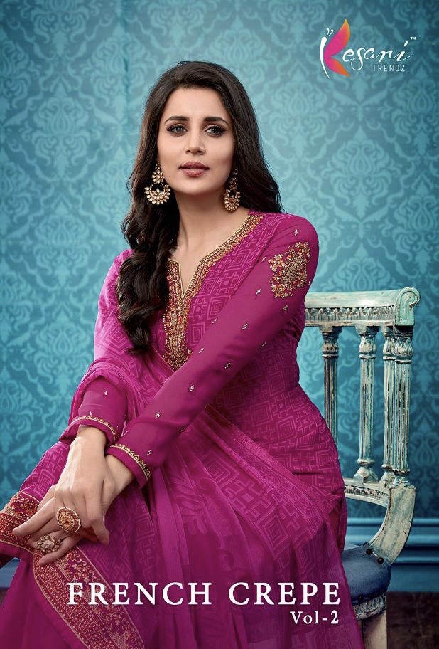 French Royal Crepe Vol 2 By Kesari Trendz 2001 Series Fancy French Roya Crepe Salwar Kameez Catlog W...