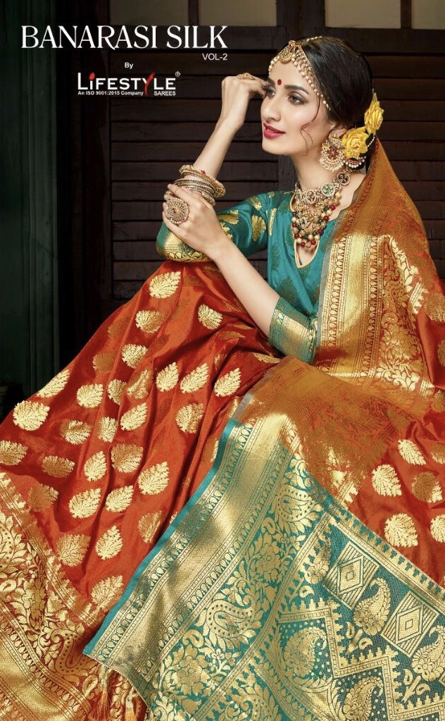 Banarasi Silk Vol 2 By Lifestyle 57161 Series Designer Weaving Range Saree Catlog Wholesale Dealer A...