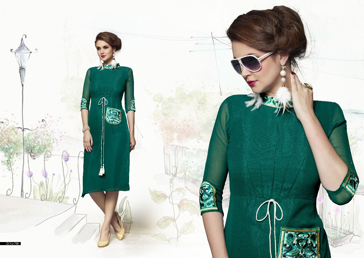 Milton 701 Series Designer Georgette Work Kurti Catlog Wholesale Supplier And Dealer Surat