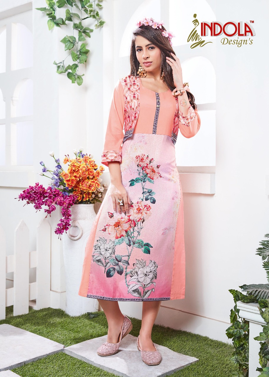 Indola Designs Shades 901 Series Reyon Kurti Catlog Wholesale Dealer Surat