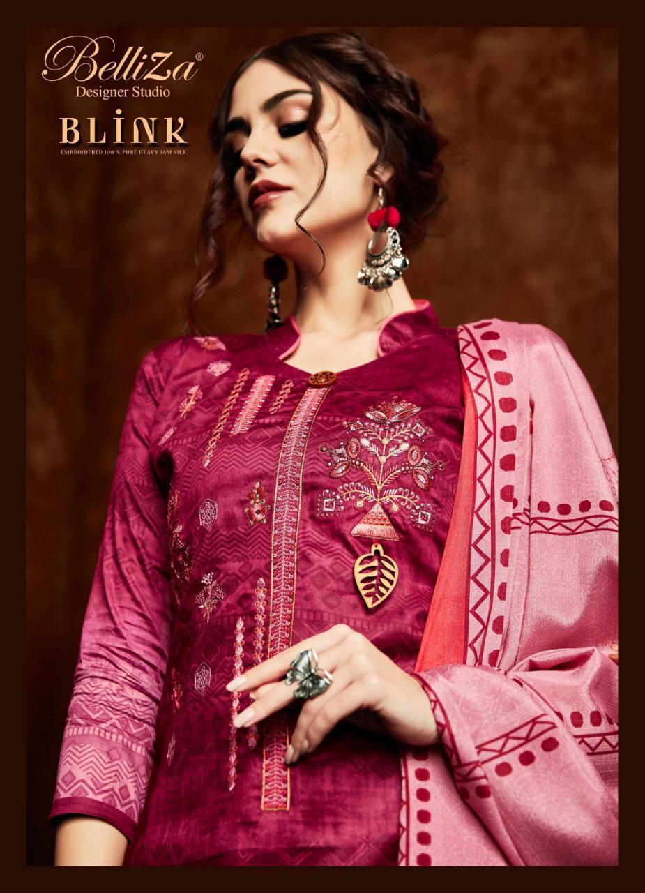 Blink By Belliza Designer Studio 001 Series Fancy Jam Silk Digital Printed Salwar Kameez Catlog Whol...