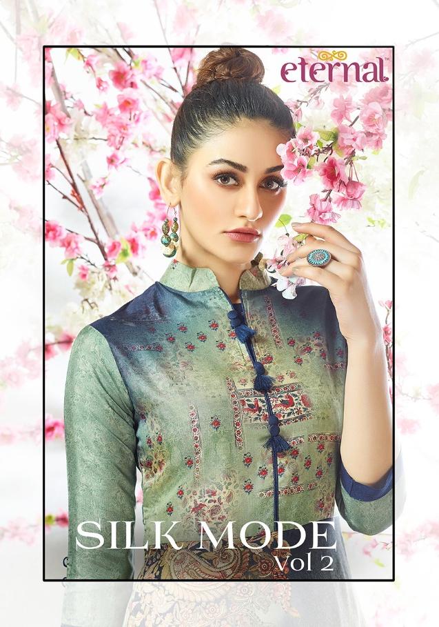 Silk Mode Vol 2 By Eternal K 550 Series Manipuri Silk Digital Printed Gown Style Kurti Collection Wh...