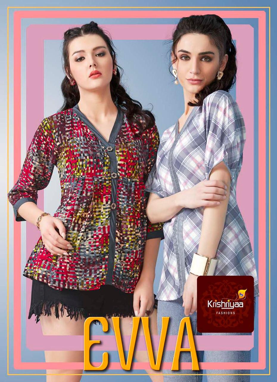 Evva By Krishriyaa 001 Series Fancy Reyon Printed Kurti Collection Wholesaler Surat