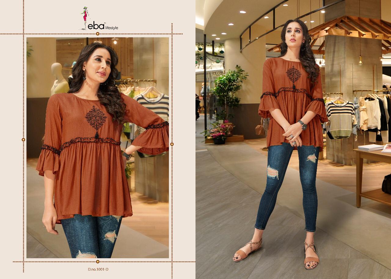 Eba Vol 9 Nx By Eba Lifestyle 1001 Colours Fancy Reyon Embroidery Kurti Catlog Wholesale Dealer Sura...