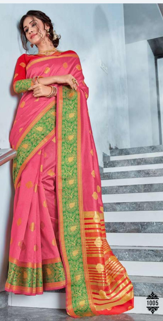 Swarnlata By Sangam 1001 Series Fancy Weaving Silk Saree Catlog Wholesale Dealer Surat
