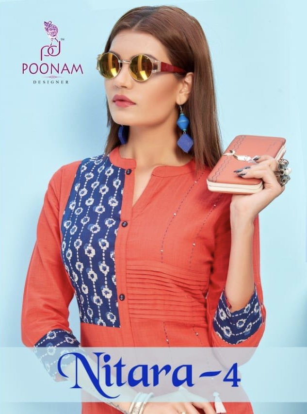 Poonam Designer Nitara Vol 4 4001 Series Cotton Slub Kurti Catlog Wholesale Dealer And Supplier Sura...