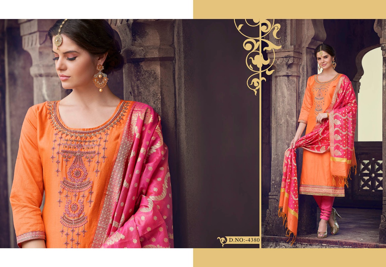 Aabhushan Vol 2 By Kessi 4371 Series Pure Chanderi Khatli Work Salwar Kameez Catlog Wholesaler Surat