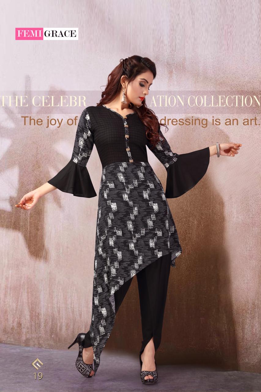 Femigrace Vol 4 By Madhavaram Textile 19 Series Fancy Reyon Printed Designer Kurti Collection Wholes...