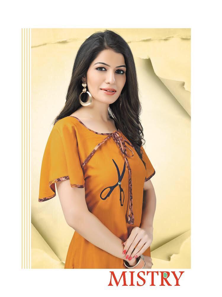 Mistry By Iris 5001 Series Fancy Reyon Kurti With Plazzo Collection Wholesaler Surat