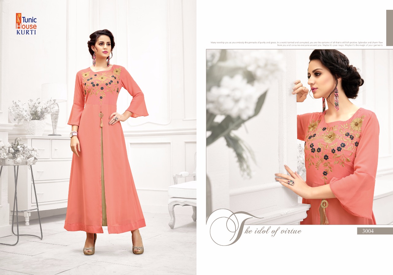Jeenat Vol 1 By Tunic House 3001 Series Designer Gown Style Kurti Catlog Wholesale Dealer Surat