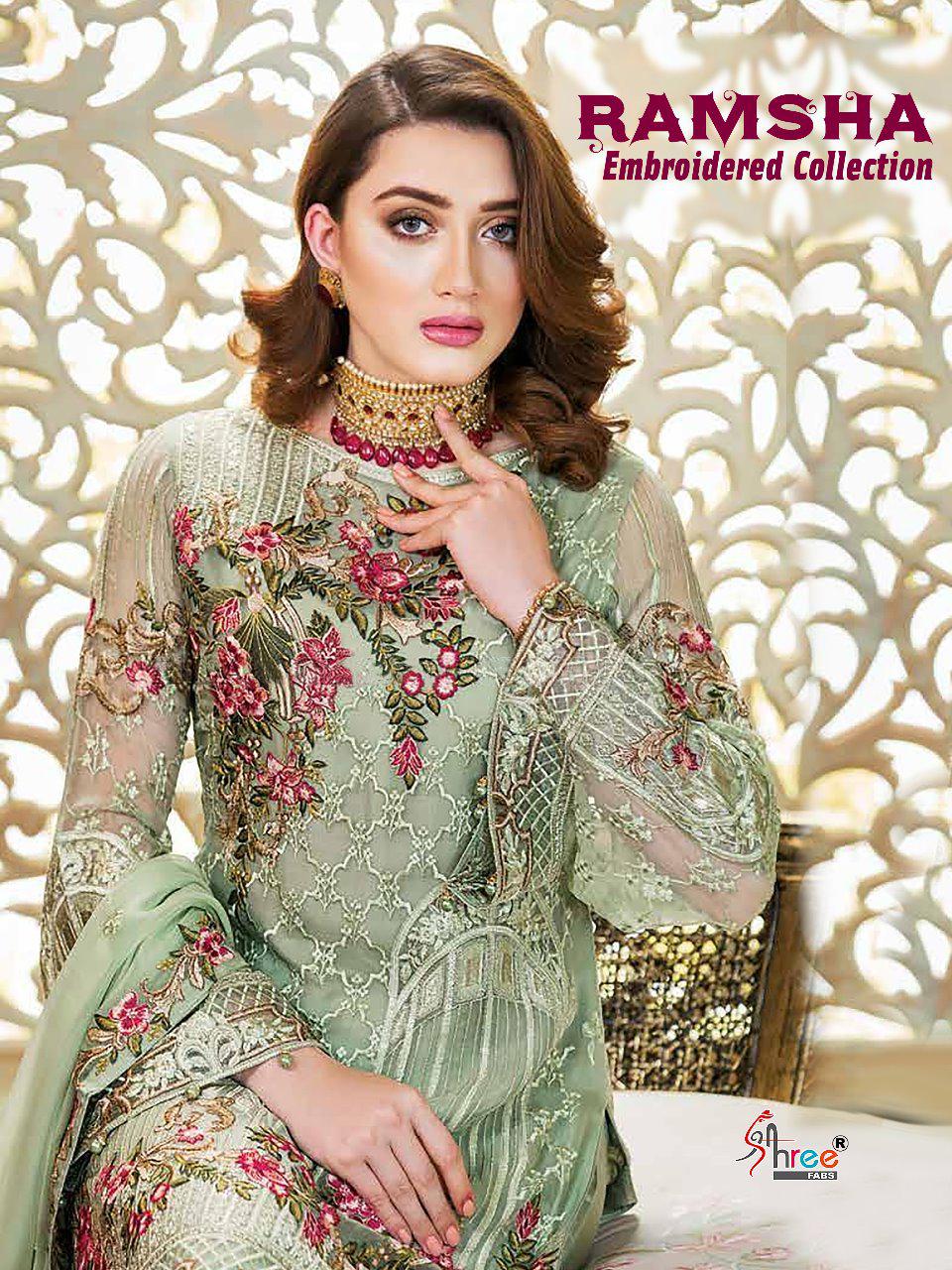 Ramsha Embroidery Collection By Shree Fabs 8121 Series Fancy Fox Georgette Pakistani Salwar Kameez C...