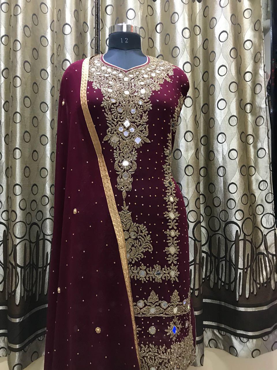 Mirror Handwork Series Designer Party Wear Trendy Mirror Handwork On Bloming Rangoli Salwar Kameez C...