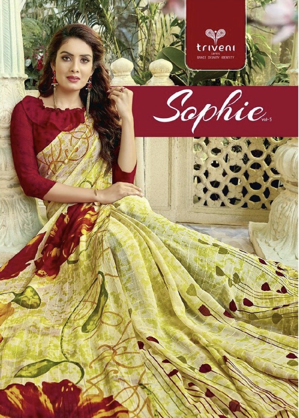 Sophie Vol 5 By Triveni 13501 Series Fancy Georgette Printed Saree Catlog Wholesaler And Supplier Su...