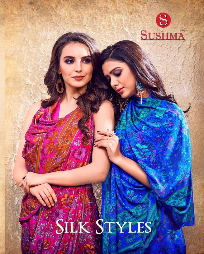 Sushma Silk Styles 3301 Series Crep Print Saree Dealer Surat