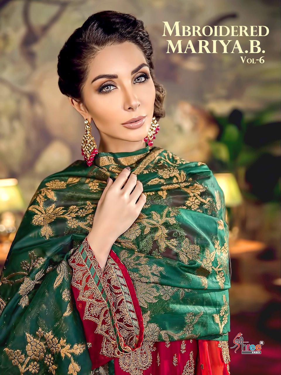 Mbroidered Maria B Vol 6 By Shree Fabs 8101 Series Designer Georgette Embrodery Pakistani Salwar Kam...