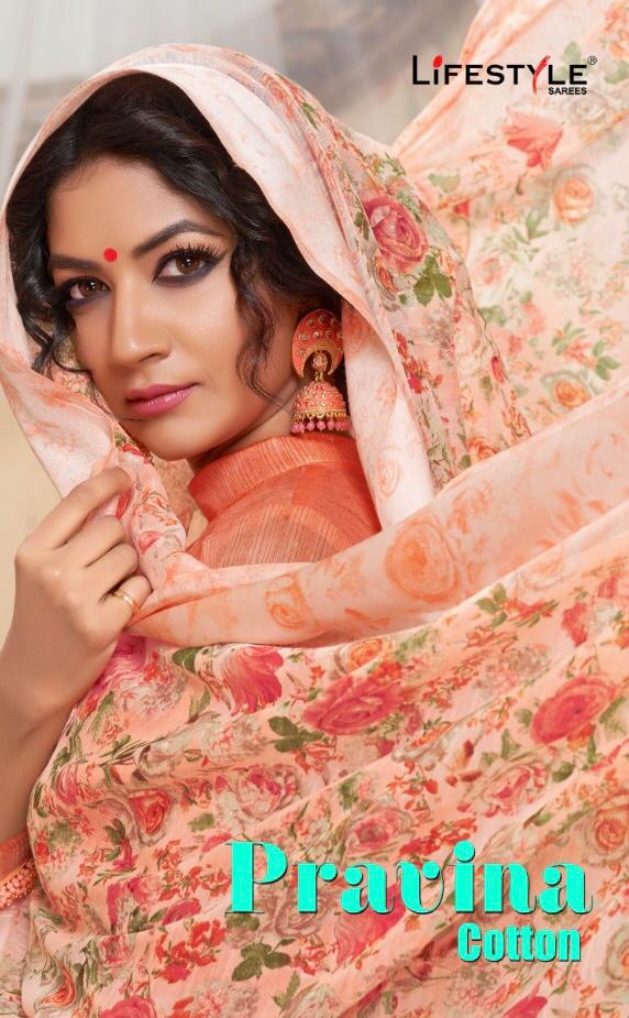 Pravina Cotton By Lifestyle 60241 Series Fancy Cotton Printed Saree Collection Wholesaler Surat