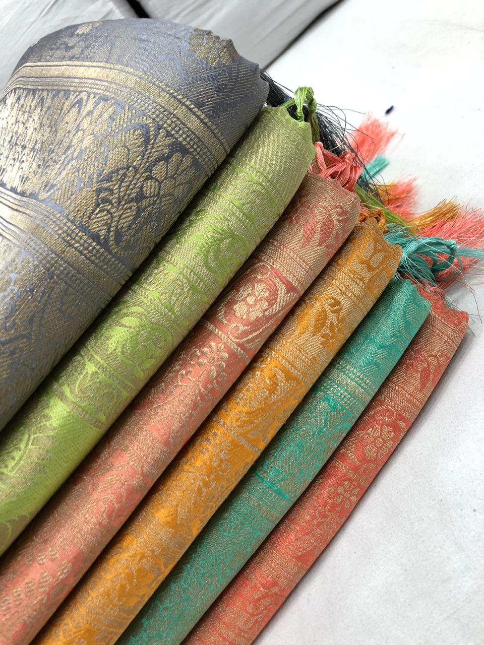 Soft Silk Fancy Party Wear Weaving Silk Saree Collection Wholesaler Surat