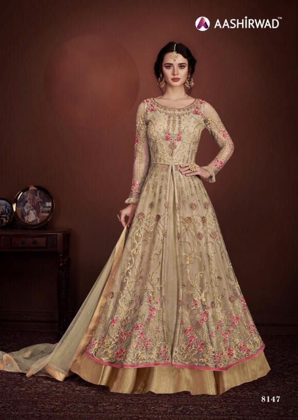 Fusion By Aashirwad 8145 Series Designer Party Wear Gown Collection Wholesaler Surat