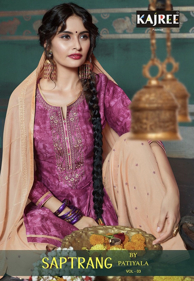 Saptrang By Patiyala Vol 3 By Kajree Fashion 841 Series Designer Cotton Satin Patiyala Suit Catlog W...
