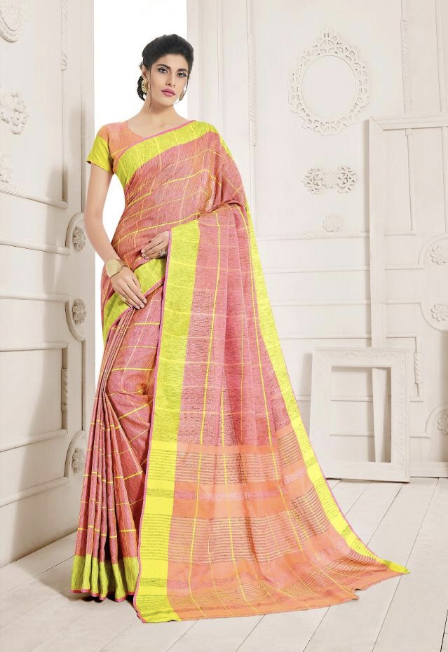 Peach By Saroj 1001 Series Fancy Linen Silk Saree Catlog Wholesale Dealer Surat
