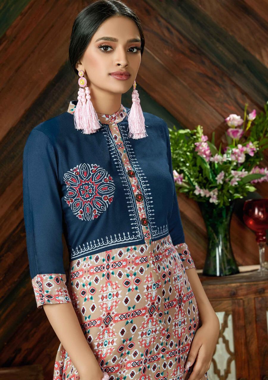 Fizzah Vol 2 By Femi9 2001 Series Fancy Reyon Printed Kurti Catlog Wholesale Dealer Surat