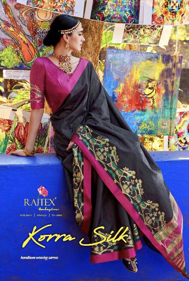 Rajtex Korra Silk 39001 Series Handloom Weaving Silk Sarees