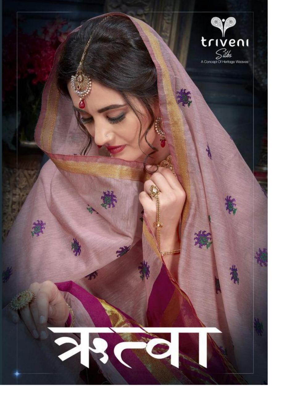 Ritva By Triveni 74101 Series Fancy Cotton Silk Thred Work Saree Collection Wholesaler Surat