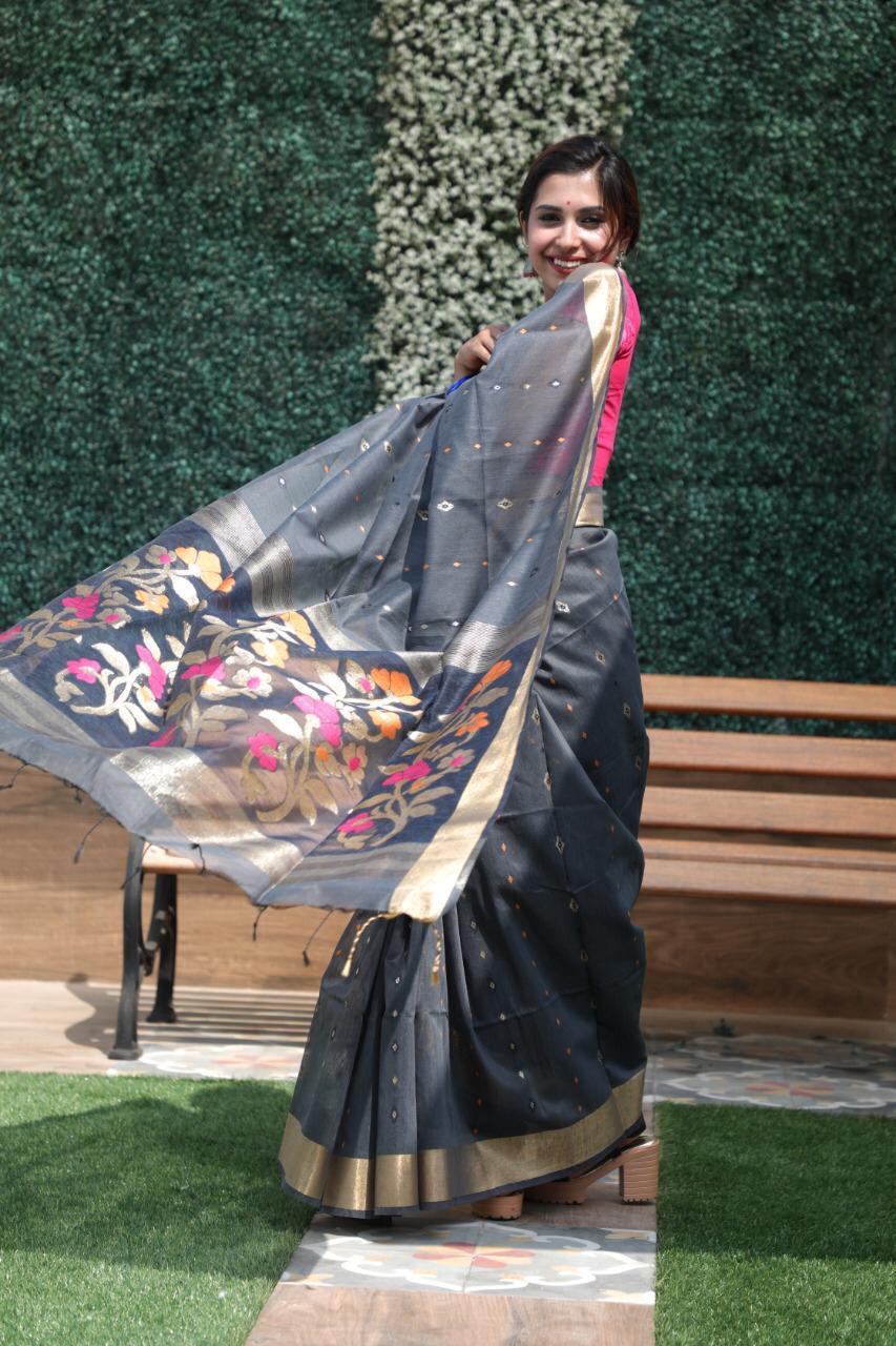 Jamdhani Saree Fancy Designer Jamdhani Linen Silk Saree Collection Wholesaler Surat