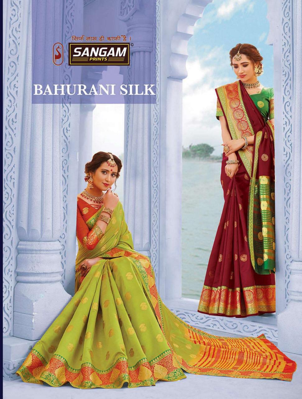 Bahurani Silk By Sangam Prints 1001 Series Fancy Weaving Silk Saree Collection Wholesaler Surat
