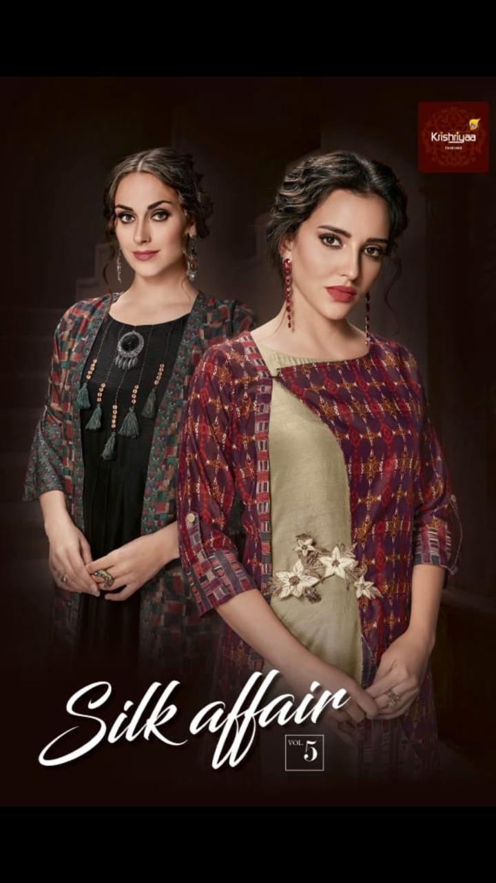 Silk Affair Vol 5 By Krishriyaa 9451 Series Fancy Printed Kurti Catlog Wholesale Dealer And Supplier...