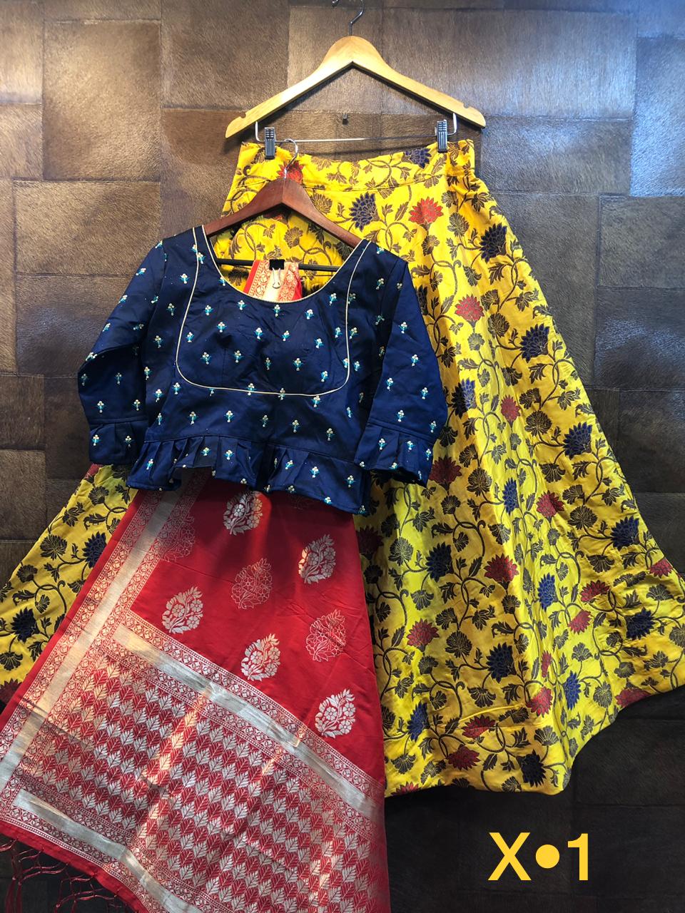 Gf X 1 2 3 Designer Banarsi Jacquard Lehnga Collection Wholesaler Surat