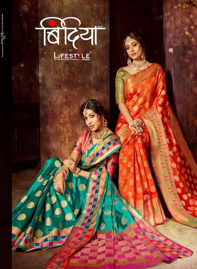 Bindiya Vol 4 By Lifestyle 58581 Series Designer Weaving Silk Saree Vollection Wholesaler Surat