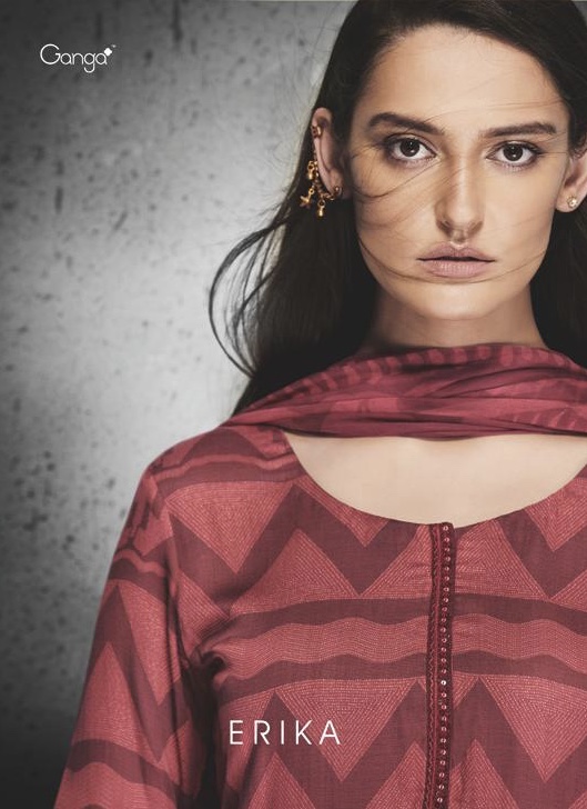 Erika By Ganga 6449 Series Fancy Satin Printed Salwar Kameez Catlog Wholesale Dealer Surat