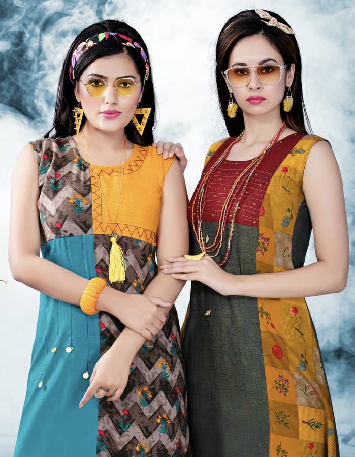Sui Dhaaga By Kinti 101 Series Fancy Reyon Printed Kurti Collection Wholesaler Surat