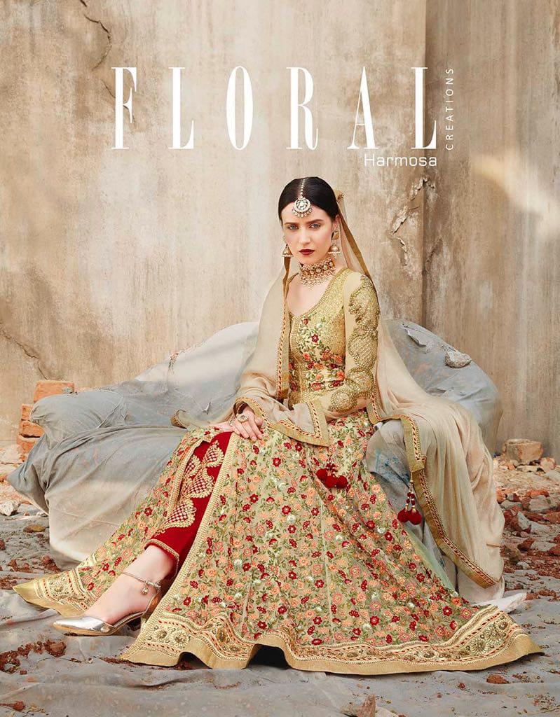 Harmosa Collection By Floral Jdpl 7453 Series Designer Party Wear Gown Suit Collection Wholesaler Su...