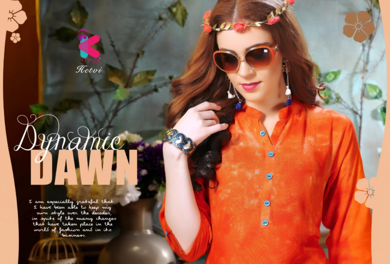 Hetvi By Kersom 1001 Series Fancy Reyon Kurti With Chex Pant Collection Wholesale Dealer Surat