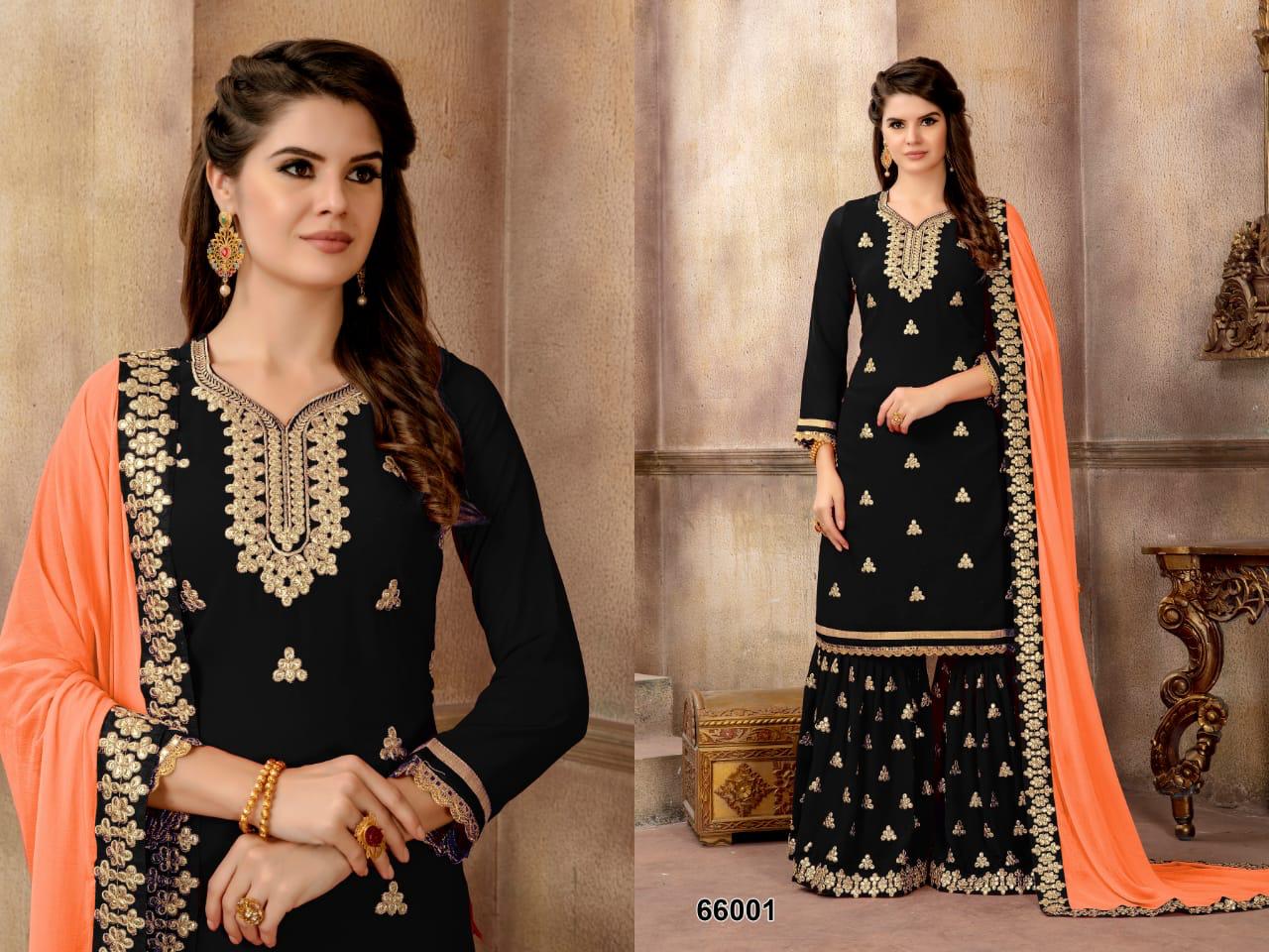 Aanaya 66000 Series By Twisha 66001 To 66004 Series Fancy Faux Georgette Sarara Suit Catlog Wholesal...