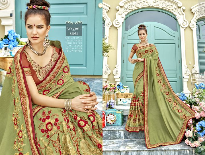 Kalpana Vol 16 By Triveni 88033 Series Fancy Party Wear Saree Collection Wholesale Dealer Surat