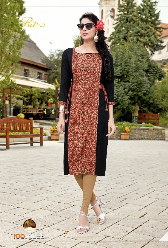 100 Miles Ritz 01 Series Cotton Printed Kurti Dealer Surat