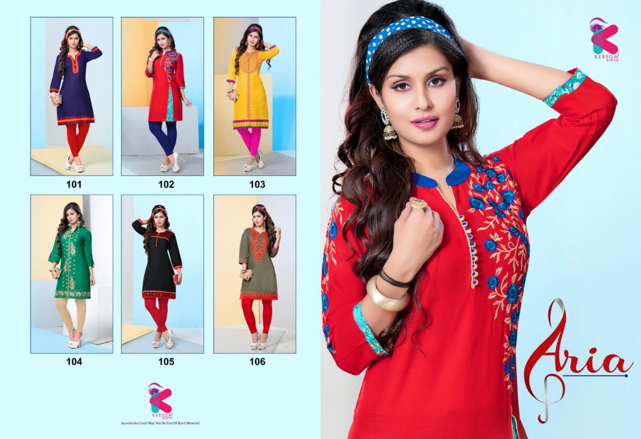 Kersom Kurti Aria 101 Series Heavy Linen Kurti Catlog Wholesaler And Supplier Surat