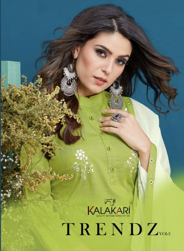 Trendz Vol 3 By Kalakari Nx 3001 Series Facy Reyon Slub Top With Sarara Wholesaler Surat
