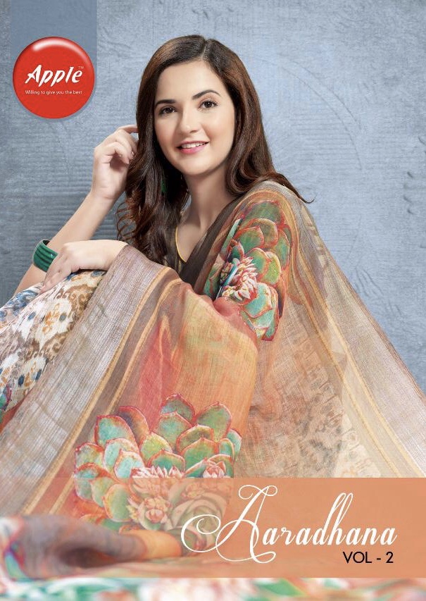 Aaradhana Vol 2 By Apple 24001 Series Fancy Linen Digital Printed Saree Catlog Wholesale Dealer Sura...