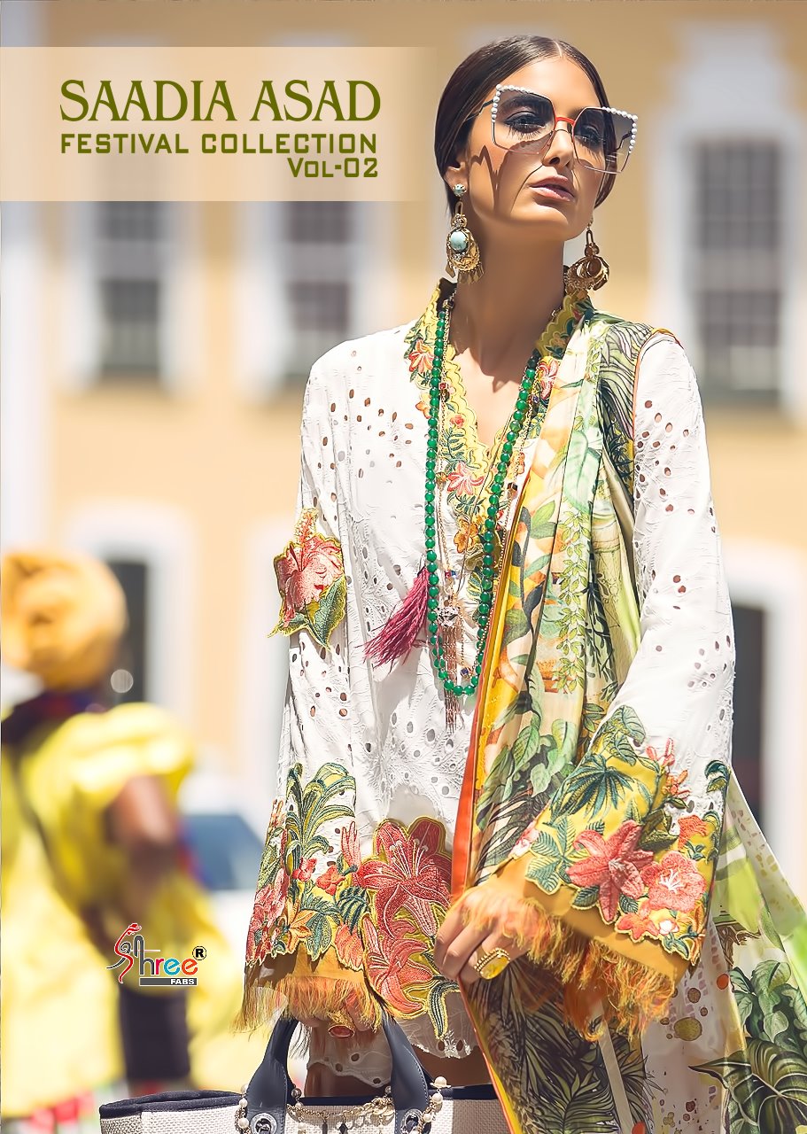 Shree Fabs Saadia Asad Vol 2 Fastival Collection Pakistani Suit Catlog Wholesale Dealer Surat