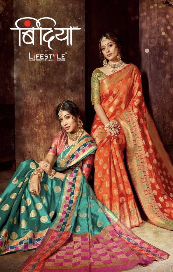 Bindiya Vol 4 By Lifestyle 58581 Series Designer Weaving Silk Saree Collection Wholesaler Surat
