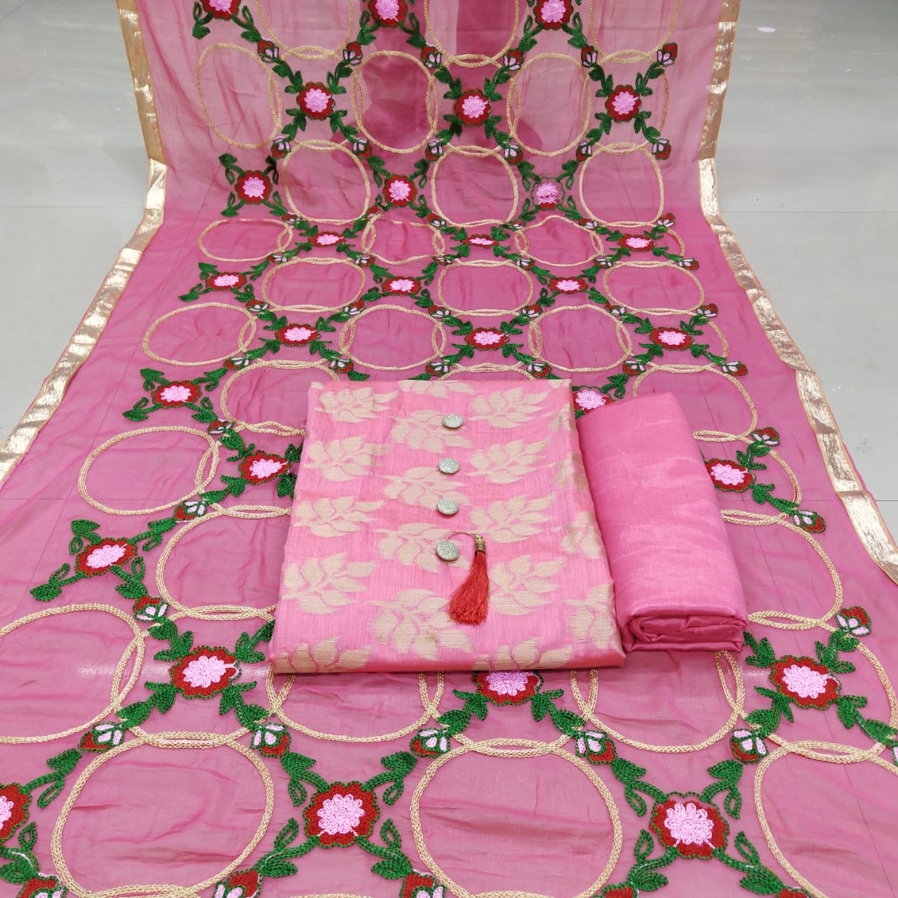 Dress Material Dancy Banarsi Jacquard Kameez With Nazmeen Emb Dupatta Collection Wholesaler Surat