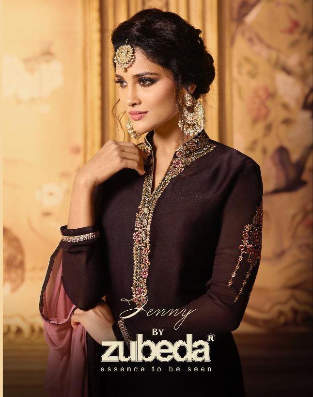 Jenny By Zubeda 15701 Series Fancy Party Wear Satin Sarara Suit Collection Wholesaler Surat