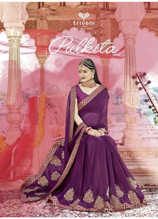 Pulkita Vol 2 By Triveni 15713 Series Fancy Party Wear Saree Collection Wholesaler Surat