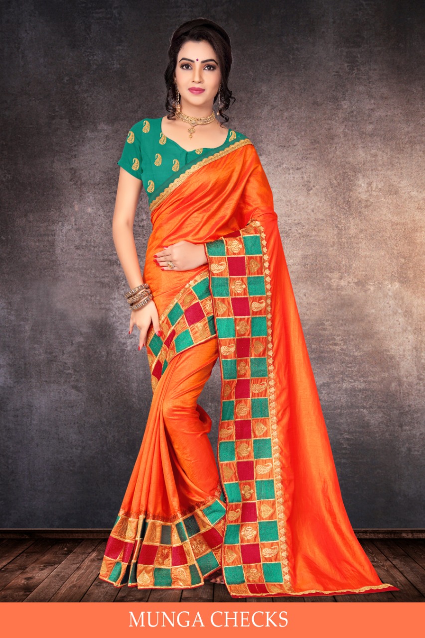 Munga Checks By Right One Fancy Saree Caltog Wholesale Dealer And Supplier Surat