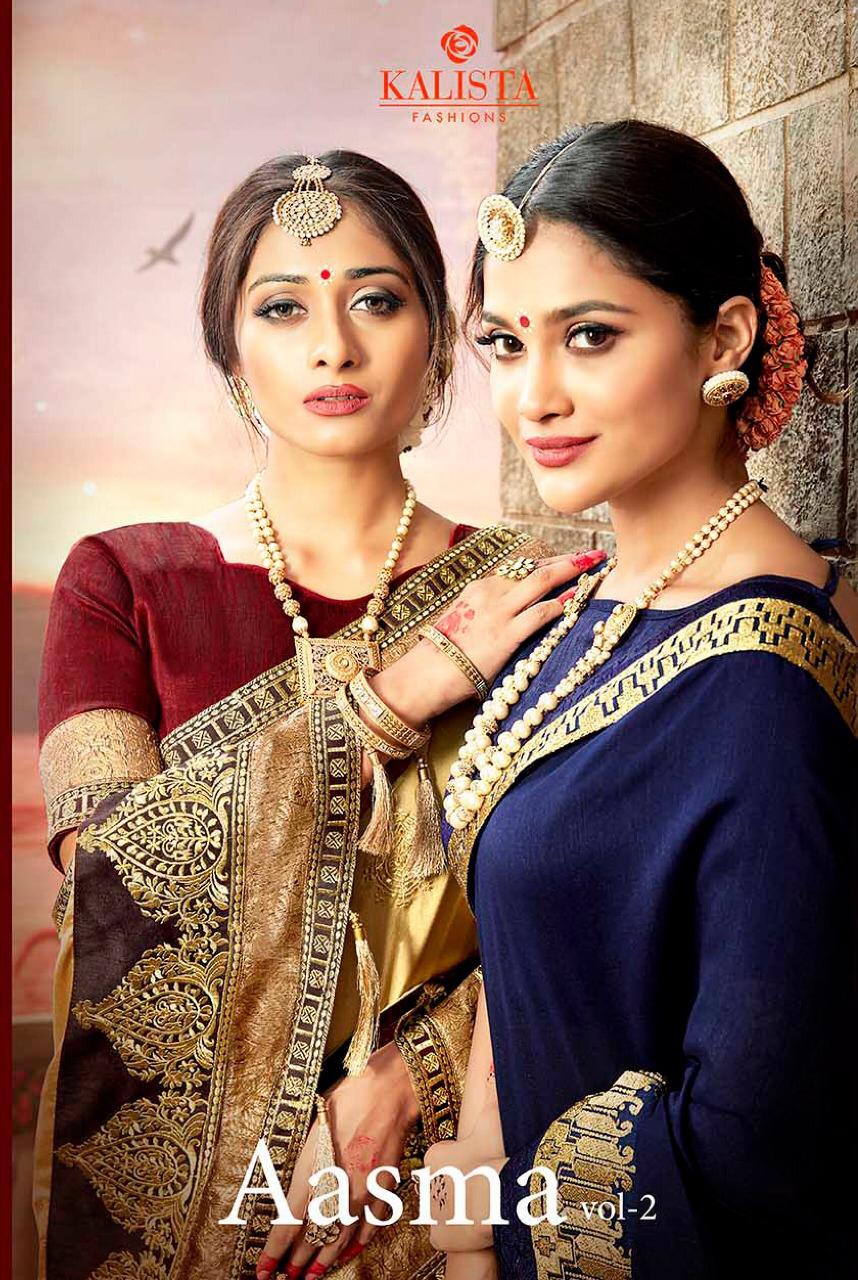 Aasma Vol 2 By Kalista 9001 Series Fancy Designer Party Wear Saree Collection Wholesaler Surat