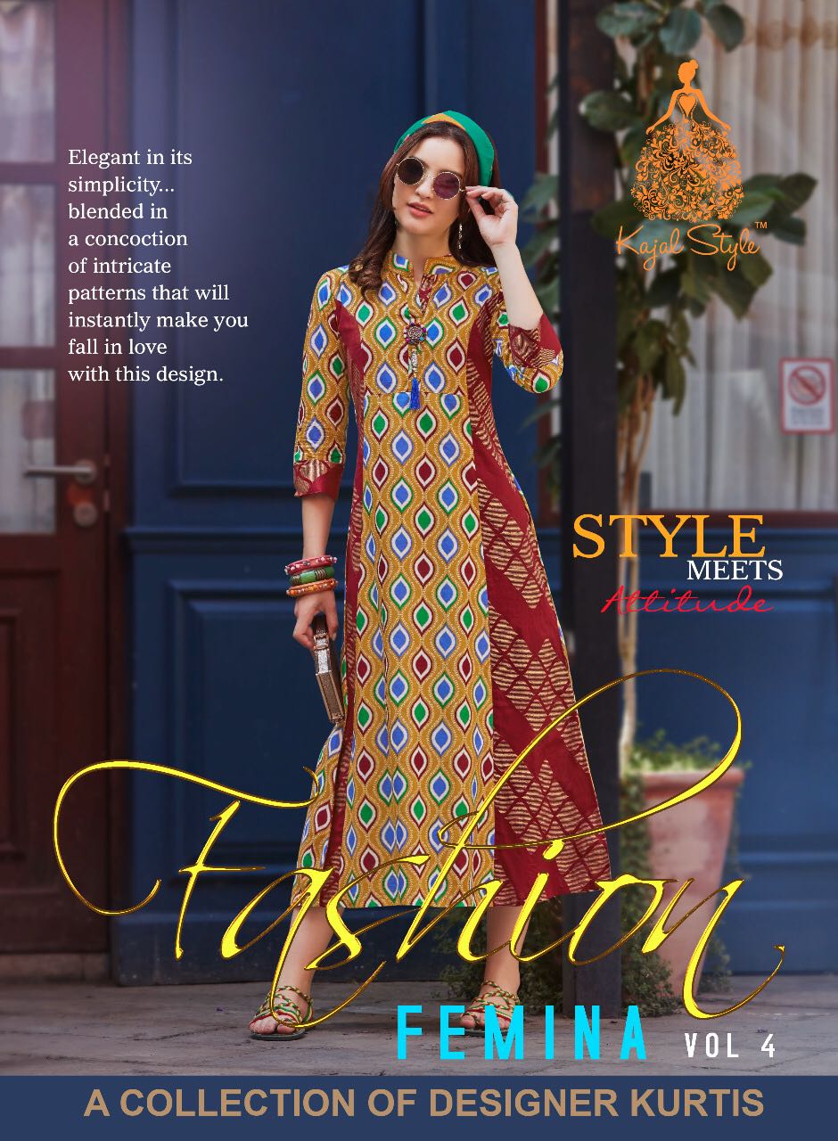 Kajal Style F Femina Vol 4 4001 Series Reyon Print Kurties